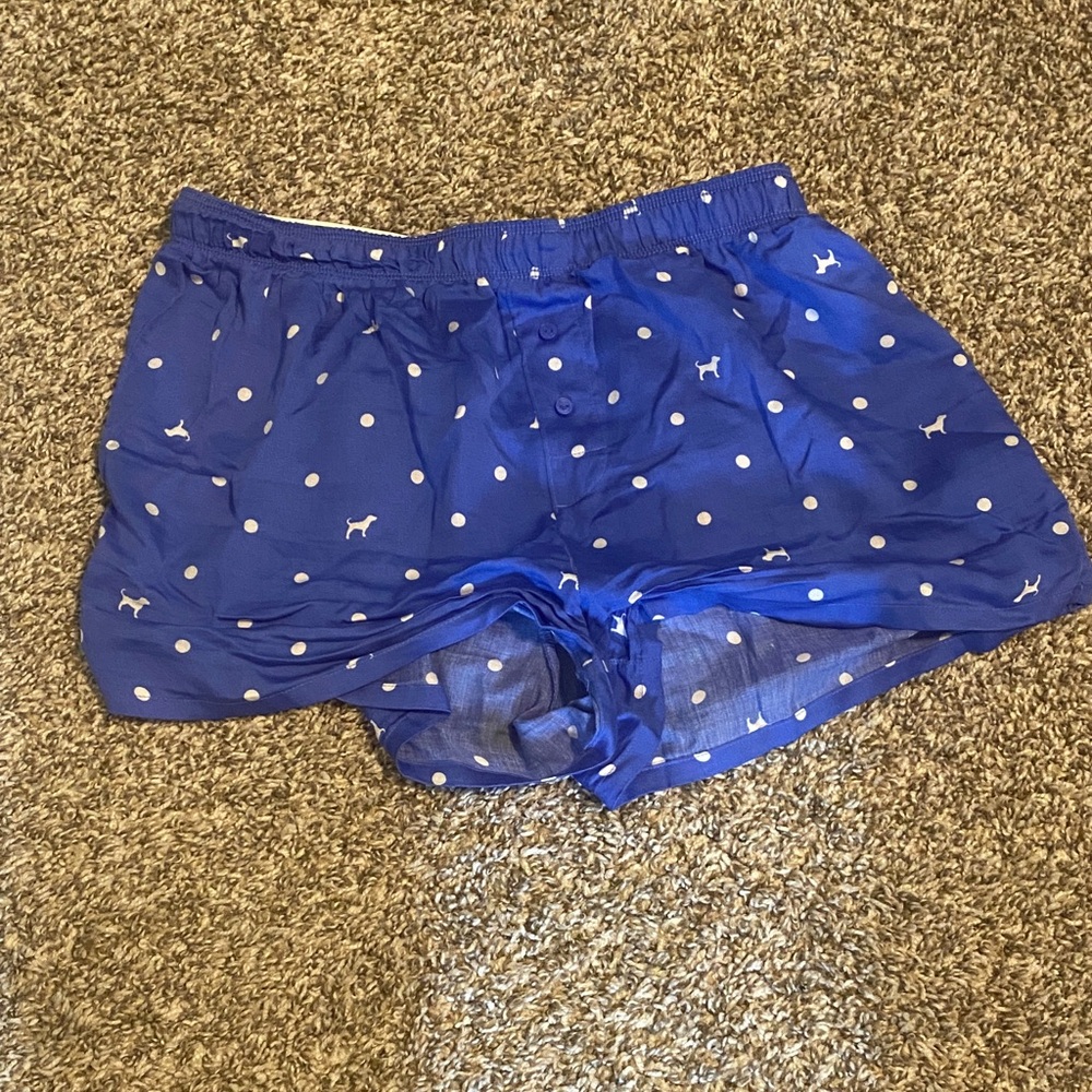 PINK Victoria's Secret Blue Polka Dot Athletic Shorts